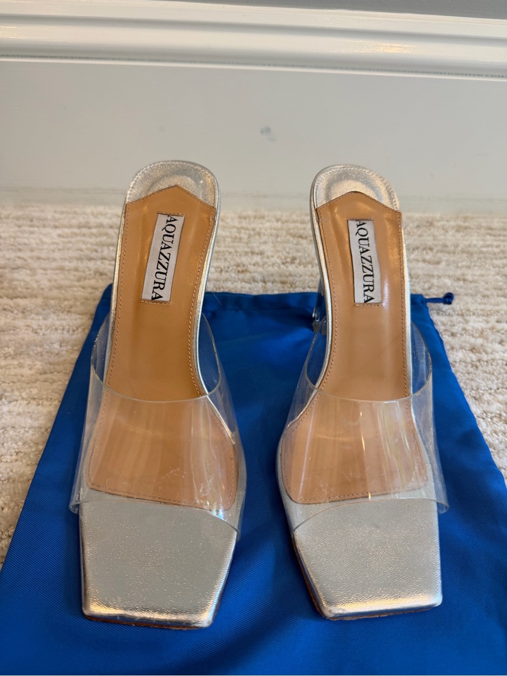 Aquazzura Silver Clear PVC Slide Mules